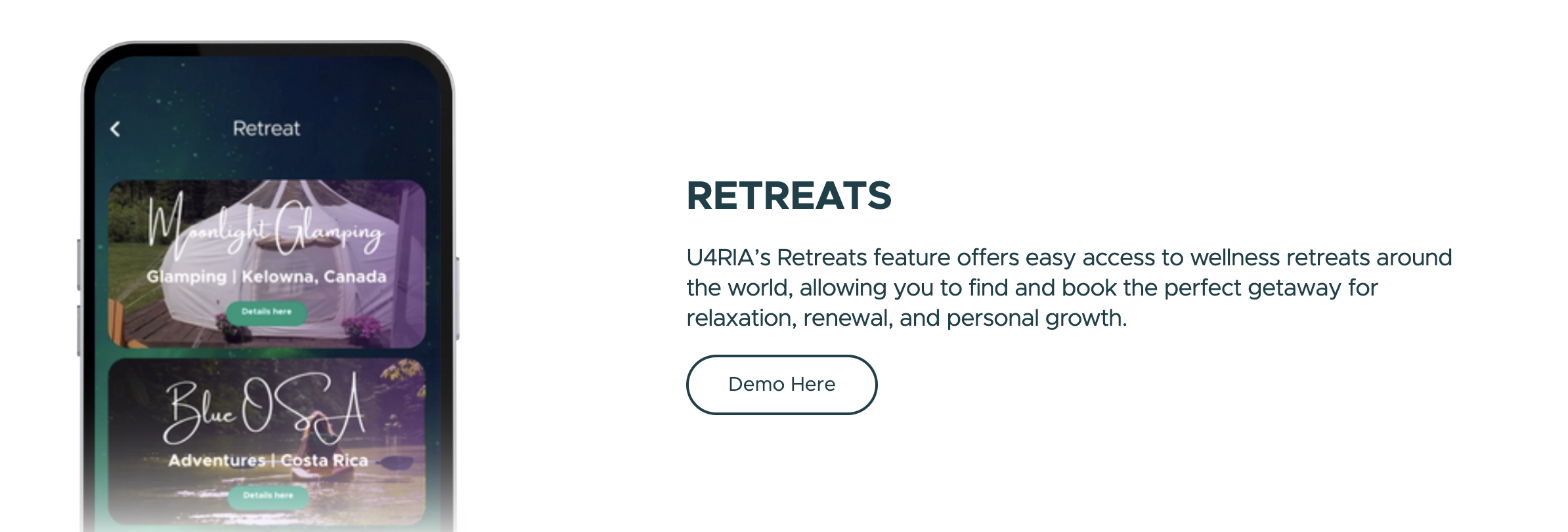 Retreats feature for wellness getaways